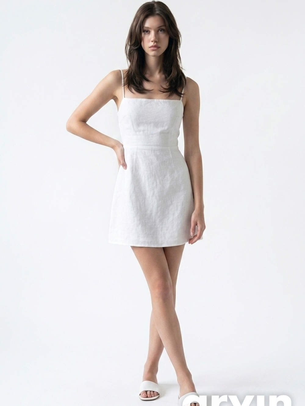 Reformation White Linen Square-Neck Midi Dress